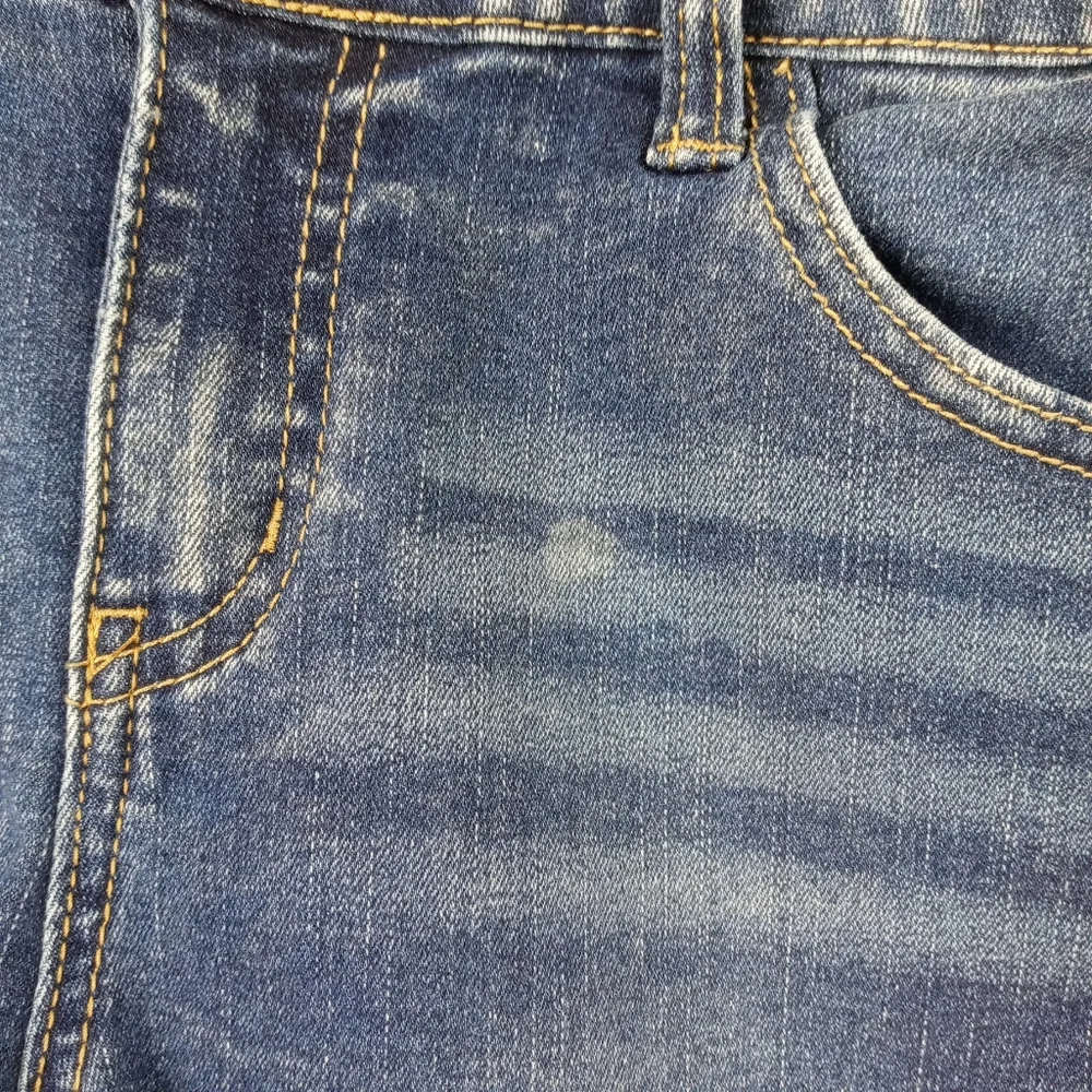 Cat & Jack girls size 14-16 dark wash denim jean shorts with fringe rainbow